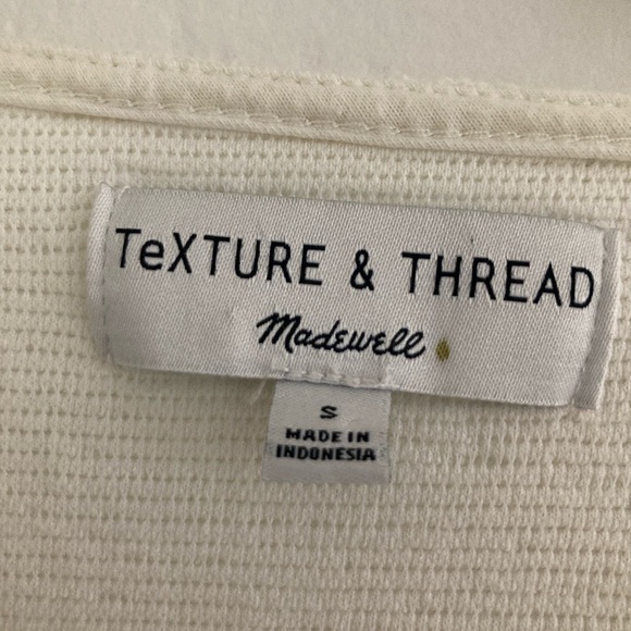Madewell Texture & Thread White 3/4 Sleeve Long Sleeve Top Hip Length Tie Front - Picture 7 of 7